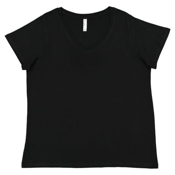 Ladies' Curvy V-Neck Fine Jersey T-Shirt Thumbnail